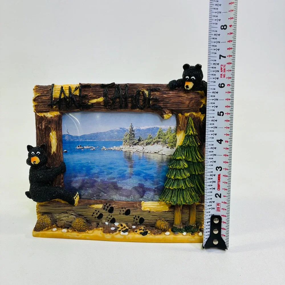 Lake Tahoe 3D Black Bear Rustic Log Resin Picture Frame Souvenir Cabin Decor 4x6